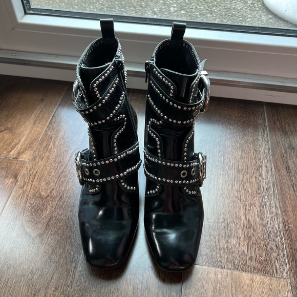 Jeffrey Campbell black patent studded ankle boots 6.5 - Picture 4 of 6